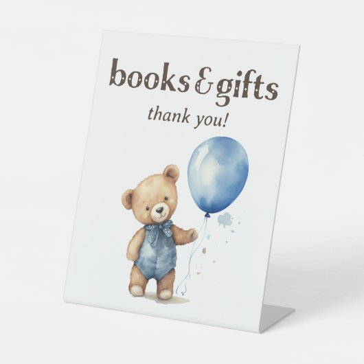 Signe De Table Teddy Bear Boy Baby shower Livres et Cadeaux (Recto)