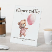 Signe De Table Teddy Bear Girl Baby shower Déchets Raffle (In SItu)