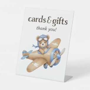 Signe De Table Teddy Bear Pilote Baby Boy Cards et cadeaux