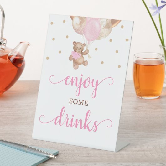 Signe De Table Teddy Bear Profitez D'Un Bar À Boissons (In SItu)