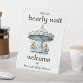 Signe De Table Teddy Bear Twin Boy Baby shower Bienvenue (In SItu)