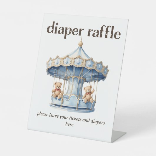 Signe De Table Teddy Bear Twin Boy Baby shower Déchets Raffle (Recto)