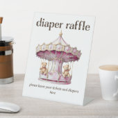 Signe De Table Teddy Bear Twin Girl Baby shower Déchets Raffle (In SItu)