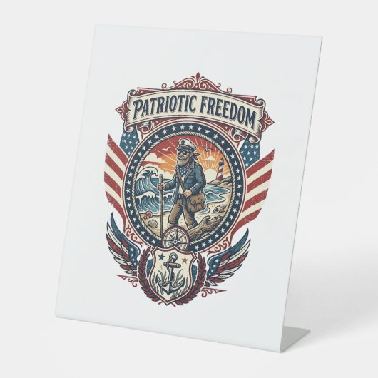 Signe De Table Tee-shirt graphique vectoriel Patriotic Beachcombe (Recto)