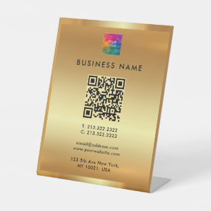 Signe De Table Télécharger le logo de l'entreprise Code QR Gold B