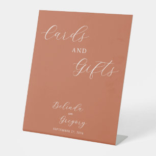 Signe De Table Terracotta Élégant Script Mariage Cartes & Cadeaux