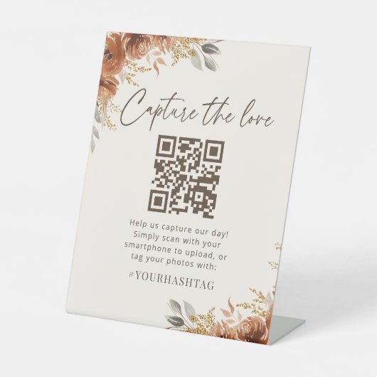 Signe De Table Terracotta Fall Boho Capturez le Mariage d'amour (Recto)