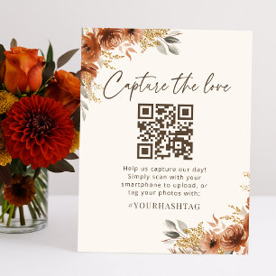 Signe De Table Terracotta Fall Boho Capturez le Mariage d'amour