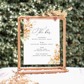 Signe De Table Terracotta Floral Elegant Wedding Bar Menu