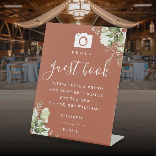 Signe De Table Terracotta Greenery Photo Mariage du livre d'or