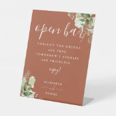 Signe De Table Terracotta Moderne Élégant Verdure Floral Open Bar (Recto)