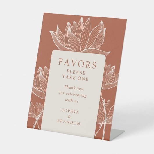 Signe De Table Terracotta Moderne Favoris Floraux (Recto)