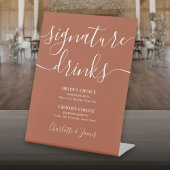 Signe De Table Terracotta Moderne Script Mariage Signature Boisso