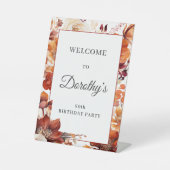 Signe De Table Terracotta Orange Fall Flowers 80e anniversaire (Recto)