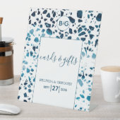 Signe De Table Terrazzo Mosaic Blue Wedding Cartes & Cadeaux (In SItu)
