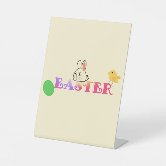 Signe De Table Texte, lapin et chic thème de Pâques (Recto)