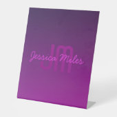 Signe De Table Texte monogramme modifiable moderne & Ombre violet (Recto)