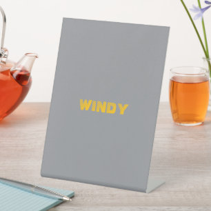 Signe De Table Texte personnalisé décoloré jaune sur gris 