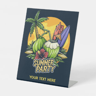 Signe De Table Texte personnalisé Fête tropicale d'été