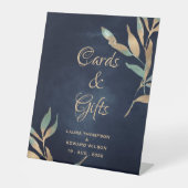 Signe De Table Texture bleu marine profonde avec feuille de feuil (Recto)