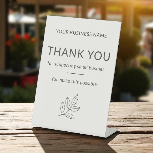 Signe De Table Thank You Minimalist Small Business Neutral