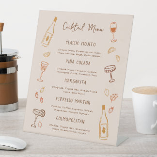 Signe De Table Thanksgiving Hand-Drawn Signature Cocktail Menu