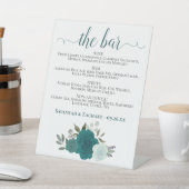 Signe De Table The Bar - Teal & Aqua Roses Drinks Menu Wedding (In SItu)