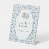 Signe De Table Thé dansant à la coquette florale bleue | Cartes & (Recto)