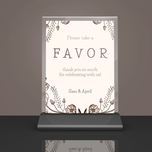 Signe De Table Thème Brown Floral Mariage