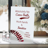 Signe De Table Thème de baseball Jour de terrain Sanitize Mariage