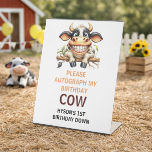 Signe De Table Thème de ferme de vache mignonne et folle pour 1er