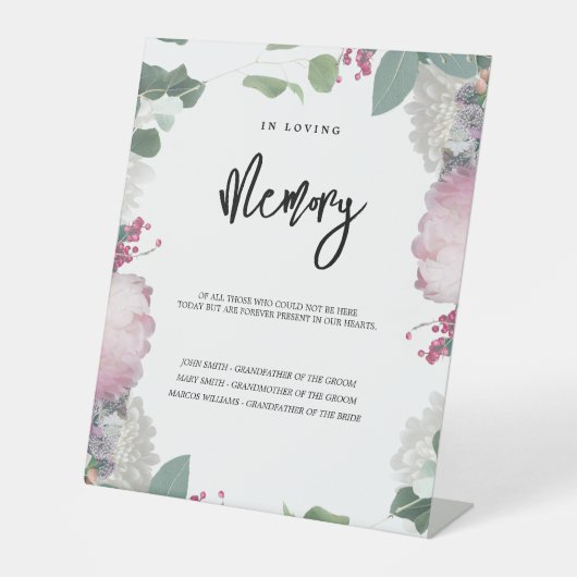 Signe De Table Thème de mariage floral (Recto)