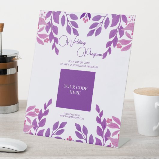 Signe De Table Thème Mariage Feuille violet (In SItu)