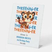 Signe De Table Tiger Trois Jeune Garçon 3e anniversaire fête Bien (Recto)