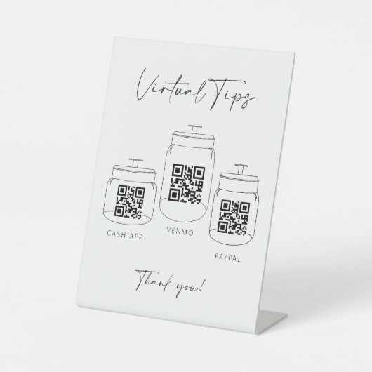 Signe De Table Tip virtuel Analyse de la boîte QR Code Paiement d (Recto)