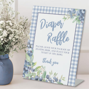 Signe De Table Tirage au sort de couches Bébé Gingham Bleu Myrtil