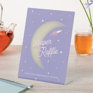 Signe De Table Tirage au sort de couches Fusées & Lune Violet