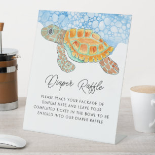 Signe De Table Tirage de couche bébé Tortue marine Aquarelle Baby