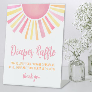Signe De Table Tirage de Couches Rose Soleil Baby Shower