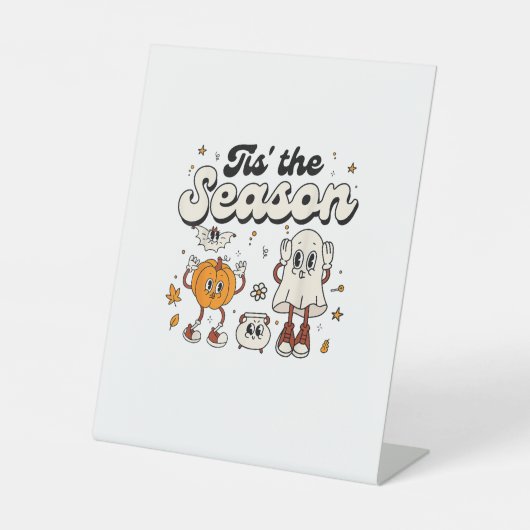 Signe De Table Tis The Season Retro Halloween Party Funny Boo Pum (Recto)