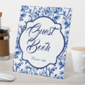 Signe De Table Toile Florale Bleu et Blanc Livre d'Invité Tableto (In SItu)