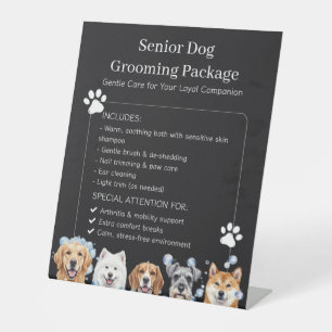 Signe De Table Toilettage pour chiens âgés Toilettage pour chiens
