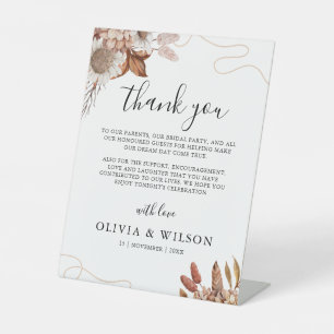 Signe De Table Tomber amoureux Boho Flowers Mariage Merci Note