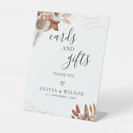 Signe De Table Tomber amoureux | Cartes et cadeaux Boho Flowers (Recto)