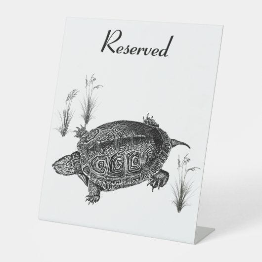 Signe De Table Tortue de mer noire et blanche (Recto)