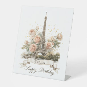 Signe De Table Tour Eiffel "Joyeux anniversaire" avec nom personn