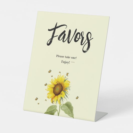 Signe De Table Tournesol aux papillons Baby shower Faveurs (Recto)