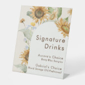 Signe De Table Tournesol Rustique Beige Mariage Signature Boisson (Recto)