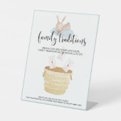 Signe De Table Traditions familiales Baby shower Bleu Lapin (Recto)
