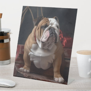 Signe De Table Traîneau enneigé de Noël Bulldog
